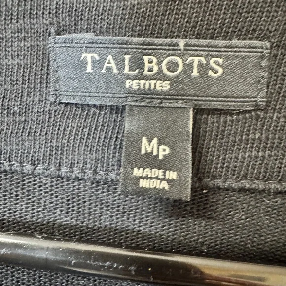 Talbots Embroidered Black Shift Dress Petite M Medium Short Sleeve Pockets Midi - Picture 5 of 5